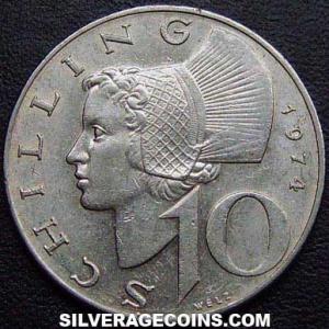 1974 Austrian 10 Schillings (Reverse)