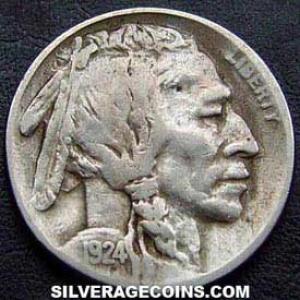 1924 United States "Buffalo Nickel" 5 Cents (Obverse)