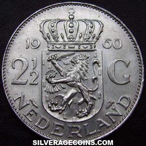 2 Florines y Medio de Plata Neerlandeses de Juliana 1960 (Reverso)
