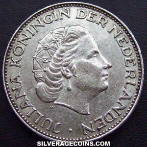 2 Florines y Medio de Plata Neerlandeses de Juliana 1961 (Anverso)