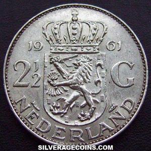 2 Florines y Medio de Plata Neerlandeses de Juliana 1961 (Reverso)