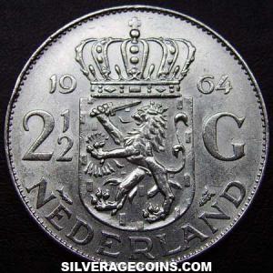 1964 Juliana Dutch 2 and a Half Silver Guilders (Reverse)