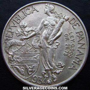 1934 Panamanian Silver Balboa (Obverse)