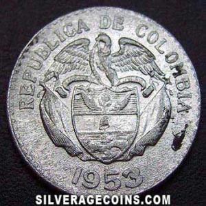 1953 B Colombian Billon 20 Centavos (Obverse)