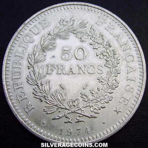 1974 French Silver 50 New Francs (Hercules) (Obverse)