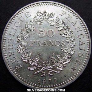 50 Nuevos Francos de Plata Franceses (Hercules) 1977 (Anverso)