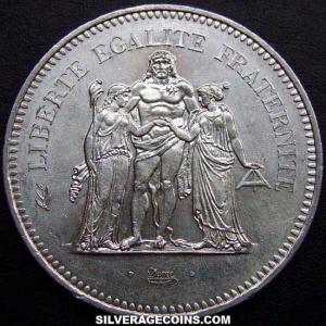 50 Nuevos Francos de Plata Franceses (Hercules) 1977 (Reverso)