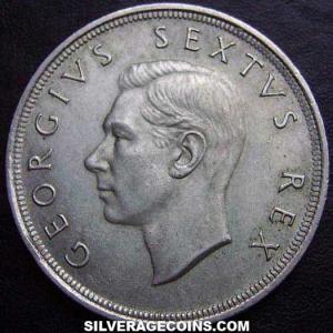 1951 George VI South African Silver 5 Shillings (Obverse)