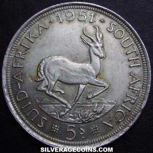 1951 George VI South African Silver 5 Shillings (Reverse)