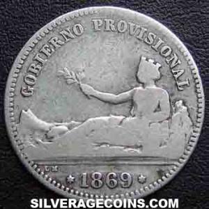 1869 (69) SN-M Spanish Provisional Government Silver Peseta (Obverse)