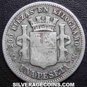 1869 (69) SN-M Spanish Provisional Government Silver Peseta (Reverse)