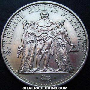 10 Nuevos Francos de Plata Franceses (Hercules) 1967 (Reverso)