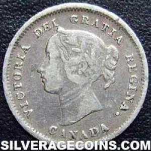 1899 Victoria Canadian Silver 5 cents (Obverse)