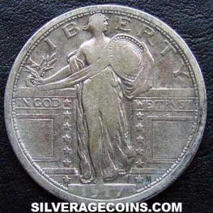 1917 United States "Standing Liberty" Silver Quarter Dollar (type 1 obverse) (Obverse)