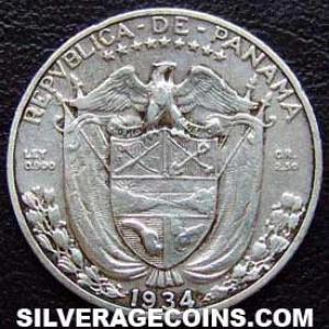 1934 Panamanian Silver Tenth Balboa (Obverse)