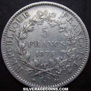 1875 A French Silver 5 Francs (Hercules) (Reverse)