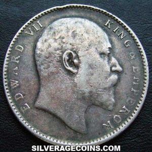 Rupia de Plata de la India Británica de Eduardo VII 1906 (c) (Anverso)