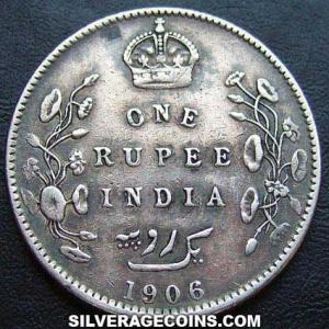 Rupia de Plata de la India Británica de Eduardo VII 1906 (c) (Reverso)