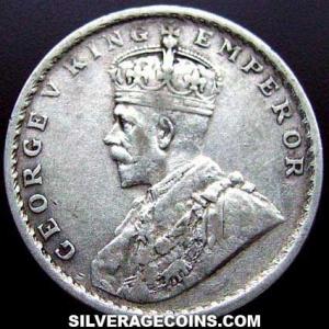 Rupia de Plata de la India Británica de Jorge V 1914 (c) (Anverso)