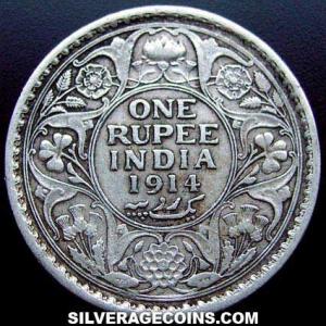 Rupia de Plata de la India Británica de Jorge V 1914 (c) (Reverso)