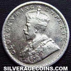 1918 (c) George V British India Silver Quarter Rupee (Obverse)