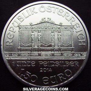 2014 Austrian 1.5 Euros 1 Ounce Silver Philharmonic (Obverse)
