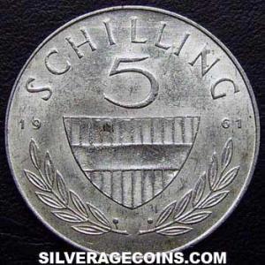 5 Chelínes de Plata Austriacos 1961 (Reverso)