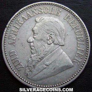 1894 South African Silver "ZAR" 2 and a Half Shillings (Obverse)