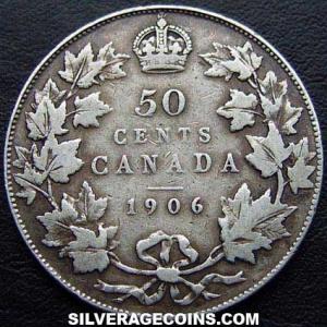 50 centavos de Plata Canadienses de Eduardo VII 1906 (Reverso)