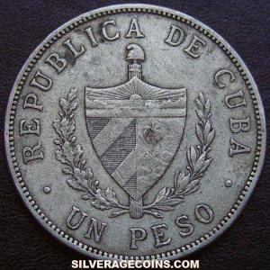 1916 Cuban Silver Peso (low relief star) (Obverse)