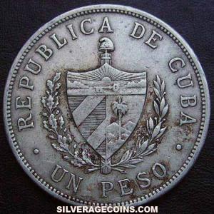 1933 Cuban Silver Peso (low relief star) (Obverse)
