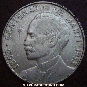 ND (1953) Cuban Silver Peso (centennial of Jose Marti) (Reverse)