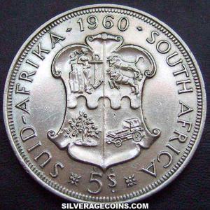 1960 South African Silver 5 Shillings (South African Union) (Reverse)