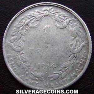 1914 Albert I Belgian Silver Franc (Dutch, coin) (Reverse)