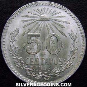 1943 Mexican Silver 50 Centavos (Reverse)