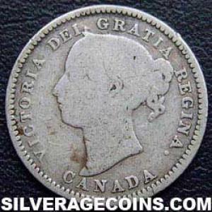 10 Céntimos "Dime" de Plata Canadienses de Victoria 1888 (Anverso)