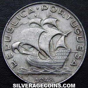 1948 Portuguese Silver 5 Escudos (Obverse)