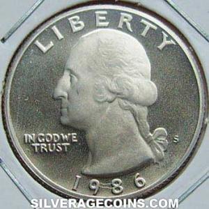 1986 S United States "Washington" Quarter Dollar (Obverse)