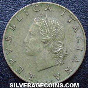 20 Liras Italianas (canto estriado) 1958 R (Anverso)