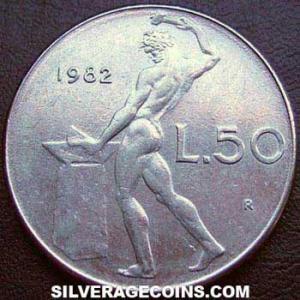1982 R Italian 50 Lire (large) (Reverse)