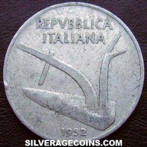 10 Liras Italianas 1952 R (Anverso)