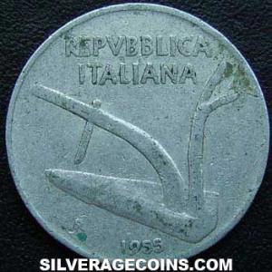 1955 R Italian 10 Lire (Obverse)