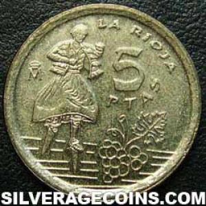 1996 Juan Carlos I Spanish 5 Pesetas (La Rioja) (Reverse)