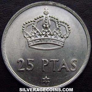 1975 (76) Juan Carlos I Spanish 25 Pesetas (Reverse)