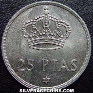 1975 (80) Juan Carlos I Spanish 25 Pesetas (Reverse)