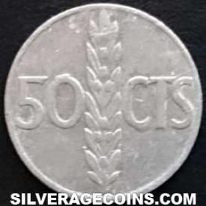 1966 (68) Franco Spanish 50 Cents (Reverse)