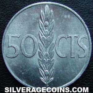 1966 (72) Franco Spanish 50 Cents (Reverse)