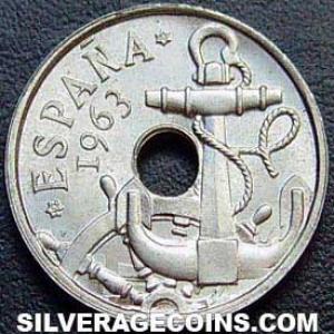 1963 (63) Franco Spanish 50 Cents (arrows upwards) (Obverse)