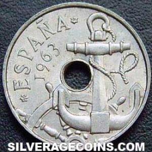 1963 (64) Franco Spanish 50 Cents (arrows upwards) (Obverse)