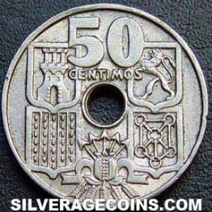 1963 (64) Franco Spanish 50 Cents (arrows upwards) (Reverse)